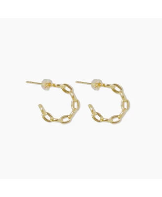 sanctuaire Dainty Link Chain Hoop Earrings Gold