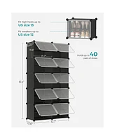 Slickblue Interlocking Shoe Rack, Cubes Organizer with Doors, Plastic Storage Cabinet, 10