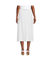 Lands' End Women's Button Front Linen Midi Skirt