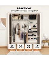 Sugift Adjustable Closet Organizer Kit with Shelves and Hanging Rods for 4 to 6 Feet