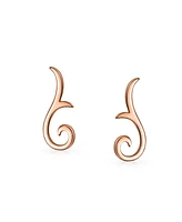 Bling Jewelry Minimalist Geometric Tribal Scroll Ear Pin Crawlers Climbers Earrings For Women For Rose Gold Plated Sterling Silver