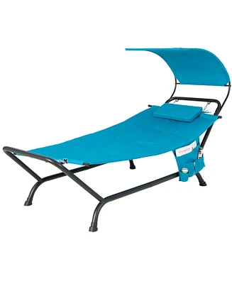 Inolait Sugift Patio Hanging Chaise Lounge Chair with Canopy Cushion Pillow and Storage Bag