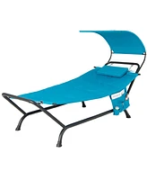 Inolait Sugift Patio Hanging Chaise Lounge Chair with Canopy Cushion Pillow and Storage Bag