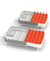 Sugift Expandable Dish Drying Rack Adjustable Dual-Part Dish Drainer with Detachable Utensil Holder