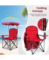Sugift Portable Folding Beach Canopy Chair with Cup Holders