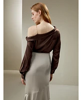 Lilysilk Women's Silk Chic One-Shoulder Top