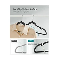 Slickblue Velvet Coat Hangers, Non-slip Clothes Hangers, With Shoulder Notches, 30 Pieces
