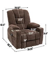 Streamdale Furniture Massage Recliner with Heat and Usb Ports for Elderly - Brown