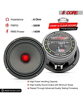 5 Core 6.5 inch Car Speakers & Tweeters Combo/ 2 Mid Range Speakers| 8Ohm, 2 Premium Tweeters - MR6.5-8oHMX2PCS+Tw-180X2PCS