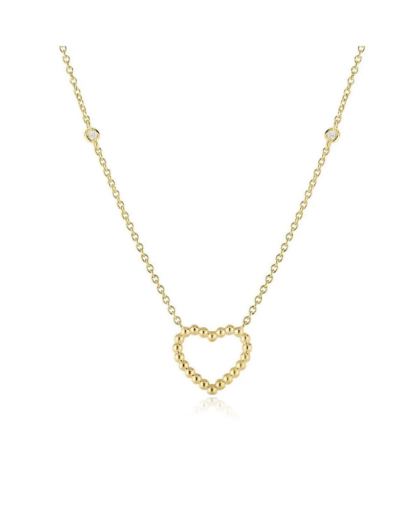 The Lovery Gold Bead Open Heart Necklace 14K Gold