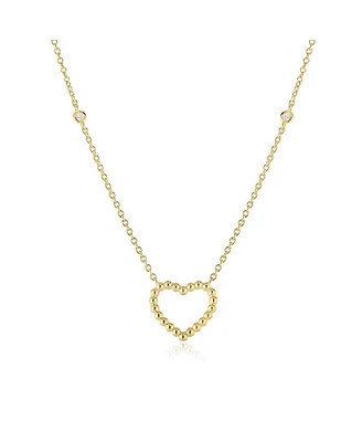 The Lovery Gold Bead Open Heart Necklace 14K Gold