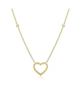 The Lovery Gold Bead Open Heart Necklace 14K Gold