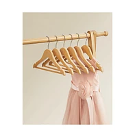 Slickblue Wooden Hangers 10 Pack, Solid Wood Baby Hangers, Children's Coat Hangers With Pants Bar