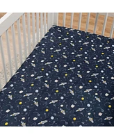 Sammy & Lou Rockets 2-Pack Microfiber Fitted Crib Sheet Set by