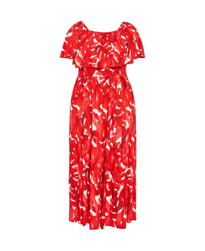 City Chic Plus Boardwalk Print Maxi Dress