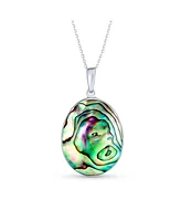 Bling Jewelry Rainbow Abalone Shell Large Oval Wishing Tree Family Tree Of Life Pendant Necklace For Women Sterling Silver