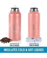 Zulay Kitchen Hydration Nation 3 Lid Multi-Size Vacuum Insulated Water Bottles with Straw - Metal Bottle For Sports & Outdoor