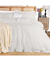 Superior Cotton Linen Blend Solid 3-Piece Duvet Cover Set