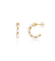 The Lovery Pearl and Gold Hoop Earrings