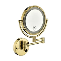 Streamdale Furniture 8 Inch Led Wall Mount Two-Sided Magnifying Makeup Vanity Mirror 12 Inch Extension Gold Finish