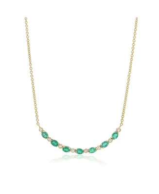 The Lovery Emerald and Diamond Curved Bar Necklace