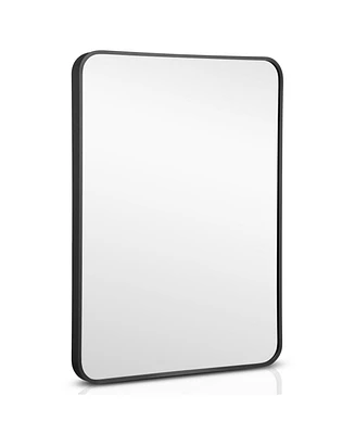 Sugift Metal Framed Bathroom Mirror with Rounded Corners
