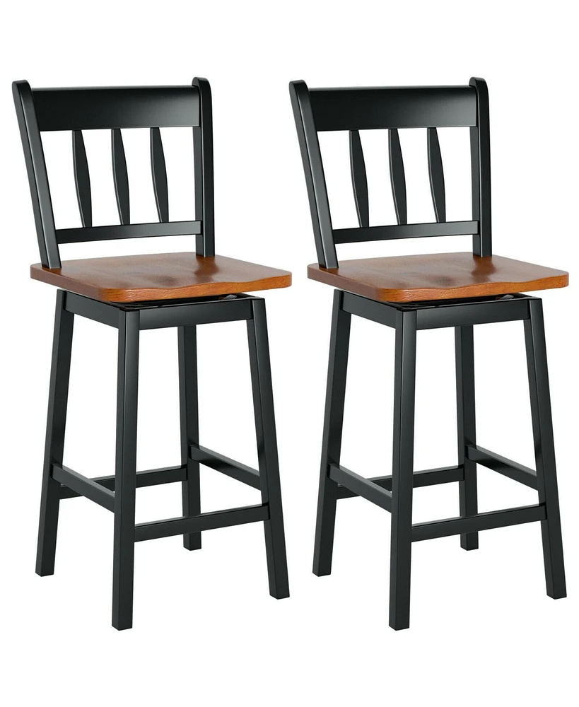 Sugift 24.5 Inches Set of 2 Swivel Bar Stools with 360° Swiveling