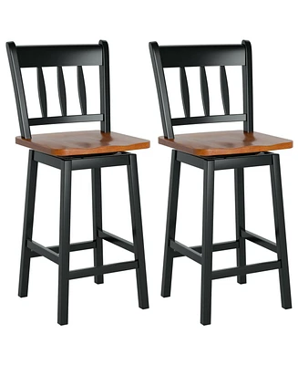 Sugift 24.5 Inches Set of 2 Swivel Bar Stools with 360° Swiveling