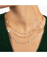 The Lovery Mini Mother of Pearl Clover Necklace 14K Gold
