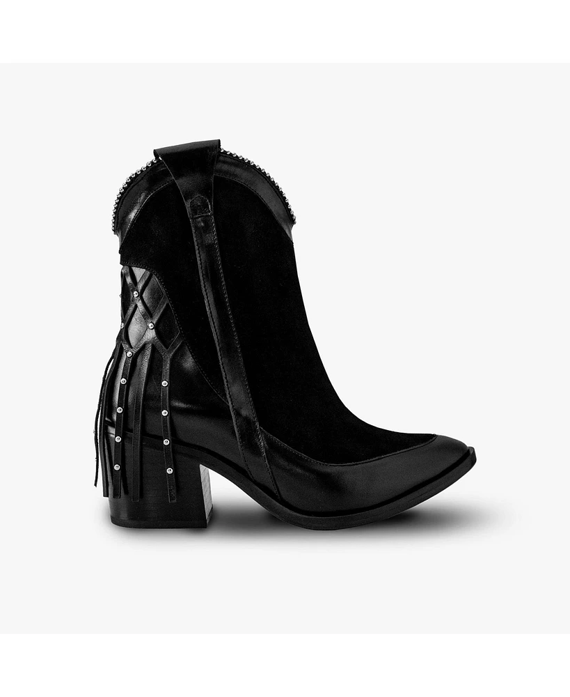 Bala Di Gala Fringe Leather Booties Short By