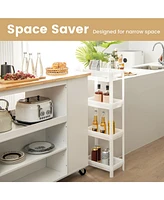 Sugift 2 Packs 4-Tier Detachable Slim Storage Cart with Drainage Holes for Small Space