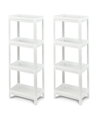 Sugift 2 Packs 4-Tier Detachable Slim Storage Cart with Drainage Holes for Small Space