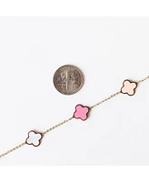 The Lovery Small Pink Mixed Clover Bracelet 14K Gold