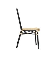 Merrick Lane Toulon Set Of Four Stacking Thonet Bistro Style Chair, Pe Cane Rattan Seat, And Metal Frame For Indoor/Outdoor Use