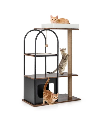 Costway 47" Large Cat Tree Tower with Top Perch Bed Condo Scratching Posts Indoor