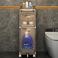 Fc Design Bathroom Storage Cabinet Organizer with Toilet Paper Holder and Rolling Wheels