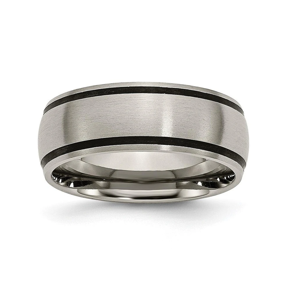 Chisel Titanium Brushed with Black Rubber Wedding Band Ring