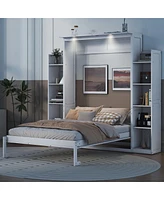 Full Size Murphy Bed Wall Bed With Shelves And Led Lights