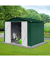 Streamdale Furniture Metal Garden Sheds 6FTx8FT Outdoor Storage Sheds Green+White