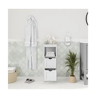 Merrick Lane Delilah 2 Drawer Bathroom Storage Cabinet Organizer With Open Display Shelf