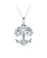 Bling Jewelry Medium Celtic Matriarch Mothers Family Wishing Tree Of Life Pendant Necklace For Women Oxidized Sterling Silver 18 Inch