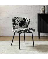 Dunten Contemporary Upholstery Accent Chair with Cowhide Pattern and Tufted Back