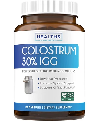 Healths Harmony Colostrum 1,000mg (Non-gmo) 30% IgG Immunoglobulins, Immune System, Gut & Respiratory Health Capsules, Bovine Colostrum, Health's Harm