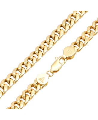 Devata 14K Solid Gold 6mm Cuban Chain Bracelet, Hollow-designed, inches