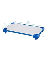 ECR4Kids Toddler Stackable Kiddie Cot with Sheet, Ready-to-Assemble Size, Blue, 6-Pack