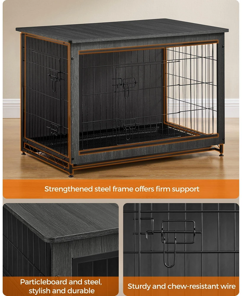 Slickblue Wooden Dog Crate, Indoor Pet Crate End Table, Furniture With Removable Tray