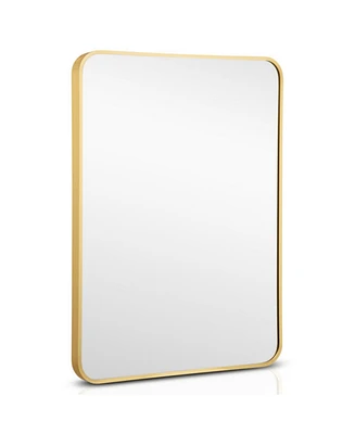 Sugift Metal Framed Bathroom Mirror with Rounded Corners