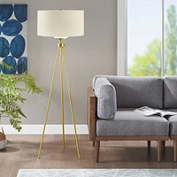 Streamdale Furniture Pacific Metal Tripod Floor Lamp With Glass Shade