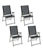 Sugift Set of 4 Patio Folding Chair with Rustproof Metal Frame