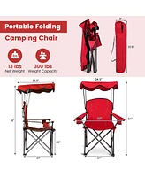 Sugift Portable Folding Beach Canopy Chair with Cup Holders